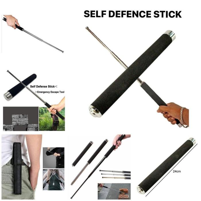 BIG Size 26Inch (Silver Color) Self Defense Stick Metal আত্মরক্ষায় মেটাল ভাঁজযোগ্য লাঠি